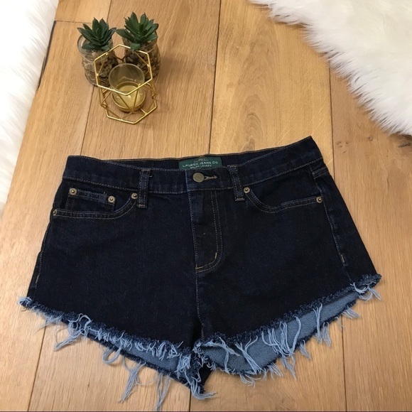 Ralph Lauren Blue High Waisted Cut Off Shorts #828 - Picture 1 of 5